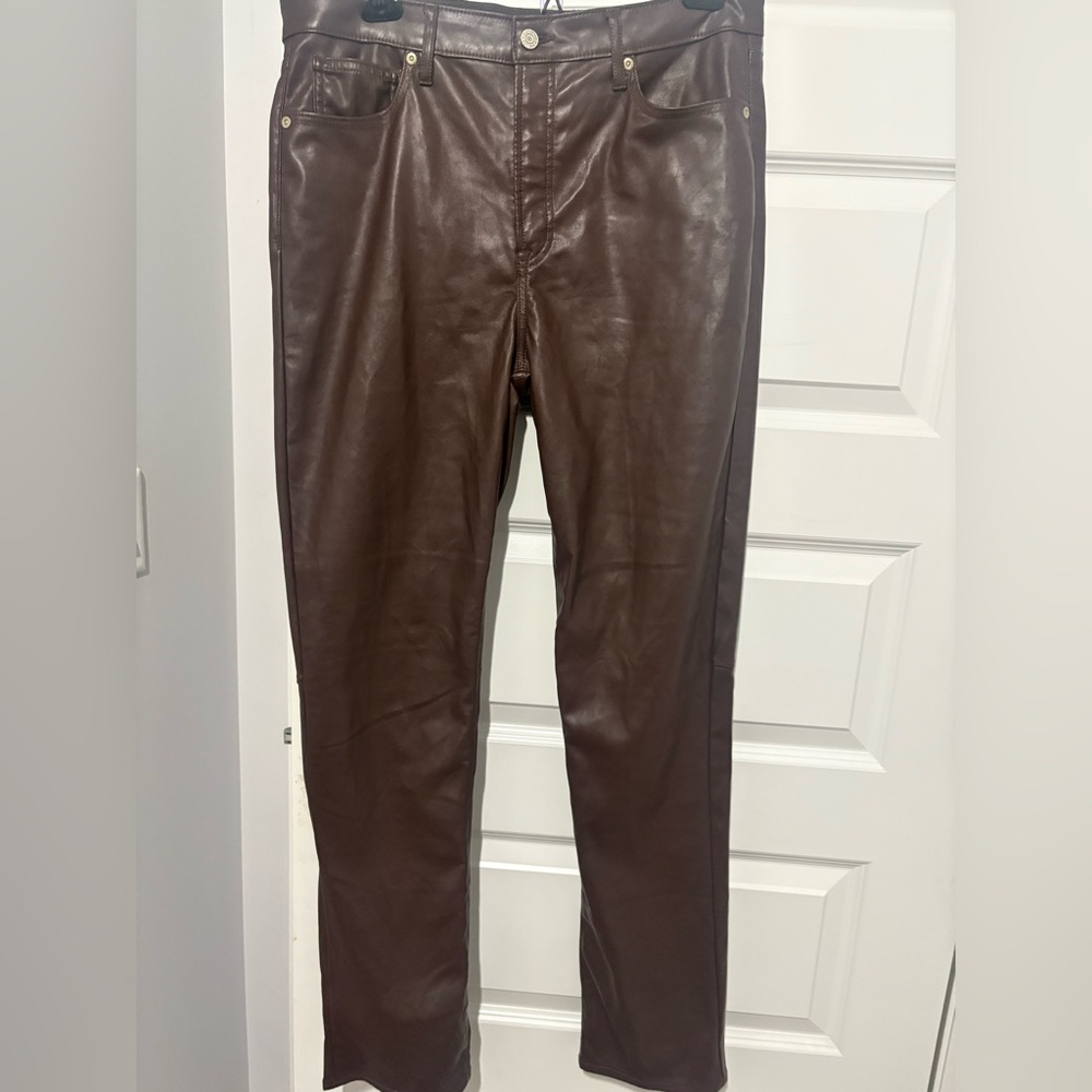 GAP Vintage Slim High-Rise Faux Leather Pants in Dark Brown Size 32/14